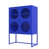 47.2 inches High Metal Storage Cabinet with 2 Circle Mesh Doors, Suitable for Office, Dining Room and Living Room, Blue