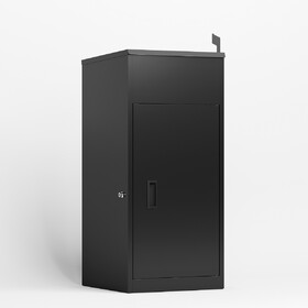 Package Delivery Box for Outside with Lock 16.7"L*16.8"W*36.4"H, Heavy-Duty Steel Package Drop Box with Anti-Theft Design, Weather-Resistant, Package Mailbox for Porch, Black