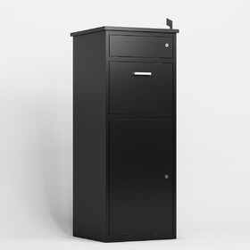 Package Delivery Box for Outside with Lock15.74"L*16.92"W*44.5"H, Heavy-Duty Steel Package Drop Box with Anti-Theft Design, Weather-Resistant, Package Mailbox for Porch, Black