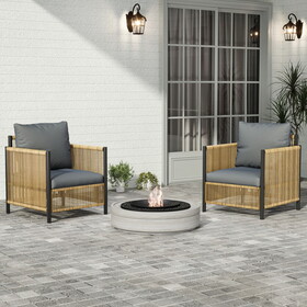 New Comming Outdoor Brown PE Wicker Sofa Set-2 Pieces Single Sofa with Grey Cushion