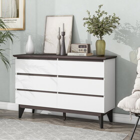 6-Drawer Double Dresser with Wide Drawers,White Dresser for Bedroom, Wood Storage Chest of Drawers for Living Room Hallway Entryway, 47.2" W x 15.74" D x 30 .7"H W409134195