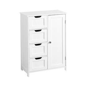 White Bathroom Storage Cabinet, Floor Cabinet with Adjustable Shelf and Drawers W40914883