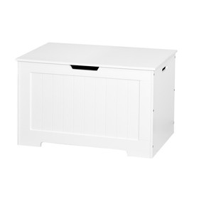 White Lift Top Entryway Storage Cabinet with 2 Safety Hinge, Wooden Toy Box W40914887