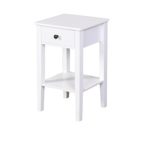 White Bathroom Floor-Standing Storage Table with a Drawer W40914889