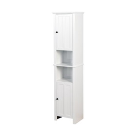 Bathroom Floor Storage Cabinet with 2 Doors Living Room Wooden Cabinet with 6 Shelves 15.75 x 11.81 x 66.93 inch W40935721