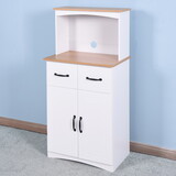 Wooden Kitchen Cabinet White Pantry Storage Microwave Cabinet with Storage Drawer