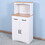 Wooden Kitchen Cabinet White Pantry Storage Microwave Cabinet with Storage Drawer W40953988