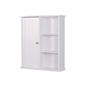 Wall Mount Medicine Cabinet with a Door, Wooden Bathroom Storage Cabinet with Adjustable Shelf W40953998