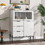 Sideboard with 3 Drawers,1 door and 1 glass Door Wood Cabinet with Storage for Kitchen, Dining Room, Hallway 33.46" x 15.74" x 47.2" W409P153983