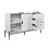 Modern Featured Storage Cabinet Sideboard with Glass Sliding Door and 3 Drawers, Entryway Console Table Kitchen Buffet Cabinet for Corridors Entrances Kitchen Study White W409P153985