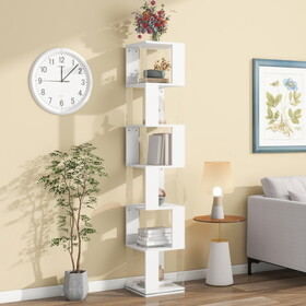 6 tier Rotating Bookshelf, Floor Rack Simple Bookcase with Acrylic plate Student Multi-Function Creative Bookshelf for Living Room W409P167478