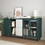 Modern Kitchen Pantry Storage Cabinet, 55" Coffee Bar Storage Cabinet with 2 Drawers, 2 Open Storage Compartment & 2 Glass Doors, Wood Buffet Table for Kitchen, Living Room, Green W409P171576