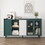 Modern Kitchen Pantry Storage Cabinet, 55" Coffee Bar Storage Cabinet with 2 Drawers, 2 Open Storage Compartment & 2 Glass Doors, Wood Buffet Table for Kitchen, Living Room, Green W409P171576