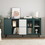 Modern Kitchen Pantry Storage Cabinet, 55" Coffee Bar Storage Cabinet with 2 Drawers, 2 Open Storage Compartment & 2 Glass Doors, Wood Buffet Table for Kitchen, Living Room, Green W409P171576