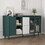 Modern Kitchen Pantry Storage Cabinet, 55" Coffee Bar Storage Cabinet with 2 Drawers, 2 Open Storage Compartment & 2 Glass Doors, Wood Buffet Table for Kitchen, Living Room, Green W409P171576