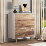 Wooden Tall 4 Drawer Dresser,Chest of Drawers with 4 Metal Legs, Anti-Tipping Device for Bedroom,Living Room W409P171913