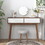 Entryway Table with 2 Carved Panel Drawers, Console Table with Storage Space and Wood Legs,Sofa Table Behind Couch for Hallway, Living Room, Natural Color W409P171914