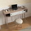 Entryway Table with 2 White Sliding Doors, Console Table with Storage Space and Wood Legs,Sofa Table Behind Couch for Hallway, Living Room, Natural Color W409P171918