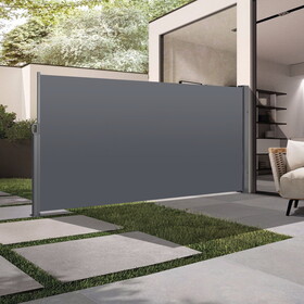 Retractable Side Screen Awning, UV Resistant, Waterproof, Patio Privacy Screen for Garden, Balcony, Courtyard(Dark Grey), 118.1" x 70.9" W419142769
