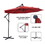 10 FT Solar LED Patio Outdoor Umbrella Hanging Cantilever Umbrella Offset Umbrella Easy Open Adustment with 32 LED Lights W41917532