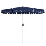 Outdoor Patio Umbrella 9-Feet Flap Market Table Umbrella 8 Sturdy Ribs with Push Button Tilt and Crank, Navy Blue with Flap[Umbrella Base is Not Included]
