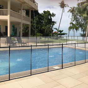 48X4 ft Outdoor Pool Fence with Section Kit, Removable Mesh Barrier, for Inground Pools, Garden and Patio, Black W41931557