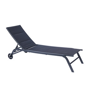 Outdoor Patio Chaise Lounge Chair, Five-Position Adjustable Metal Recliner, All Weather for Patio,Beach,Yard, Pool W41958338