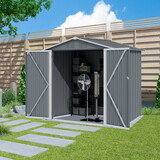 Outdoor Storage Shed 6 x 4 FT Large Metal Tool Sheds, Heavy Duty Storage House with Sliding Doors with Air Vent for Backyard Patio Lawn to Store Bikes, Tools, Lawnmowers Grey W419P144842