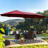 15x9ft Large Double-Sided Rectangular Outdoor Twin Patio Market Umbrella with light and base- red W419P145382