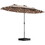 15x9ft Large Double-Sided Rectangular Outdoor Twin Patio Market Umbrella with light and base- taupe W419P145383