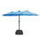 15x9ft Large Double-Sided Rectangular Outdoor Twin Patio Market Umbrella with light and base- blue W419P145384