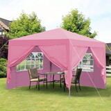 Outdoor 10x 10ft Pop Up Gazebo Canopy Removable Sidewall with Zipper,2pcs Sidewall with Windows,with 4pcs Weight sand bag,with Carry Bag-pink W419P147517