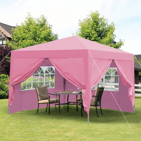 Outdoor 10x 10ft Pop Up Gazebo Canopy Removable Sidewall with Zipper,2pcs Sidewall with Windows,with 4pcs Weight sand bag,with Carry Bag-pink W419P147517