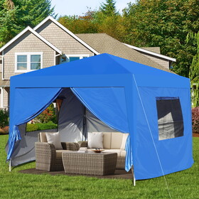 Outdoor 10x 10ft Pop Up Gazebo Canopy Removable Sidewall with Zipper,2pcs Sidewall with Mosquito Netting,with 4pcs Weight sand bag,with Carry Bag-Blue W419P147532