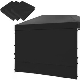 Canopy Sidewall for 10x10ft Pop Up Canopy, 3 Pack Sunwall(2pcs with Windows, 1pc with zip)Black W419P147575