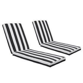 2PCS Outdoor Lounge Chair Cushion Replacement Patio Funiture Seat Cushion Chaise Lounge Cushion-black/white stripe W419P168744
