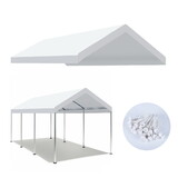 10 x 20 ft Carport Replacement Canopy Cover Garage Top Tent Shelter with 36 Ball Bungee Cords Heavy Duty Waterproof UV & Tear Resistant, Easy assembly, White (Only Cover, Frame Not Include) - White