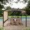 12 x 9 ft Outdoor Pergola Retractable Shade Canopy Arched Gazebo with Adjustable Waterproof Sun Shade Pergola for Garden Lawn Deck (Beige) W419S00040
