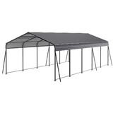 Metal Carport 13 X26.5 FT Heavy Duty with Galvanized Steel Roof, Metal Garage Canopy with Galvanized Steel Roof & Frame, Car Tent Outdoor Storage Shed for Car, Boats and Truck, Gray