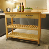 Kitchen Island & Kitchen Cart, Mobile Kitchen Island with Two Lockable Wheels, Rubber Wood Top, Simple Design & Natural Color Give More Imagination of Party Scene. W42049334