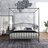 Detachable Queen Anti-Noise Metal Canopy Bed W42751566