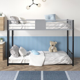 Metal Twin over Twin Bunk Bed with Vent Board/ Heavy-duty Sturdy Metal/ Noise Reduced/ Safety Guardrail/ Trundle for Flexible Space/ Bunk Bed for Three/ CPC Certified W427P154977