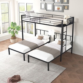 Triple Twin Bunk Bed, Can be Separated Into 3 Twin Beds W427S00015