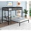 Metal Twin over Full Bunk with Shelves & Grid Panel/ Sturdy Metal Bed Frame/ Noise-free Wood Slats/ Comfortable Textilene Guardrail/ Built-in 2-tier Shelves & Grid Panel/ Separated Full size Bed