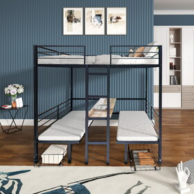 Full Size Loft Bed with Table Set Transformable to Full over Full Bunk W427S00069