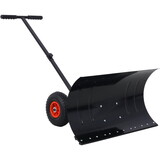 Snow Shovel with Wheels, Snow Pusher, Cushioned Adjustable Angle Handle Snow Removal Tool, 29