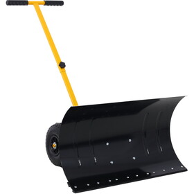 Snow Shovel with Wheels, Snow Pusher, Cushioned Adjustable Angle Handle Snow Removal Tool, 29" Blade, 10" Wheels,yellow color W465120789