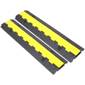 Cable Protector Ramp, 2 Channels Speed Bump Hump, Rubber Modular Speed Bump Rated 11000 LBS Load Capacity, Protective Wire Cord Ramp Driveway Rubber Traffic Speed Bumps Cable Protector,2 Packs