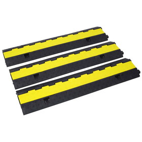 Cable Protector Ramp, 2 Channels Speed Bump Hump, Rubber Modular Speed Bump Rated 11000 LBS Load Capacity, Protective Wire Cord Ramp Driveway Rubber Traffic Speed Bumps Cable Protector,3 Packs