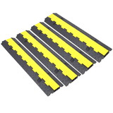 Cable Protector Ramp, 2 Channels Speed Bump Hump, Rubber Modular Speed Bump Rated 11000 LBS Load Capacity, Protective Wire Cord Ramp Driveway Rubber Traffic Speed Bumps Cable Protector,4 Packs